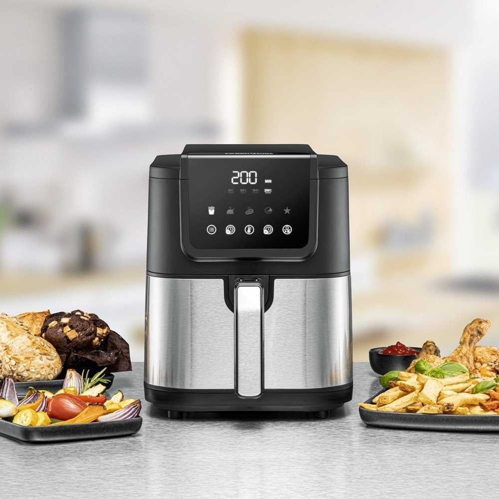 Gruzdintuvė beztłuszczowa Rommelsbacher FRH 1500 XL (juodas / nerūdijantis plienas, 1500 vatų)