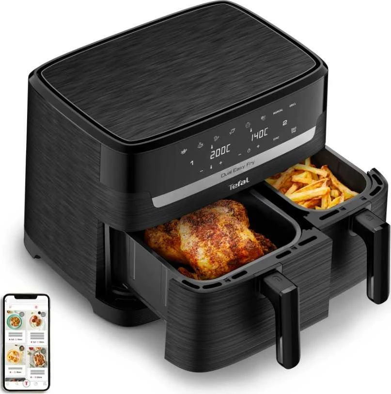 Gruzdintuvė TEFAL Dual Easy Fry Essential Airfryer | EY901N | Galia 2700 W | Talpa 8,3 L | Juodas