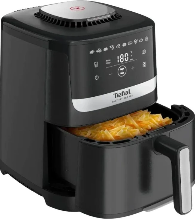 Tefal Easy Fry Silence EY5528E0 gruzdintuvė Vienas 5 L Autonominės Karšto oro gruzdintuvė Juoda, Nerūdijančiojo plieno
