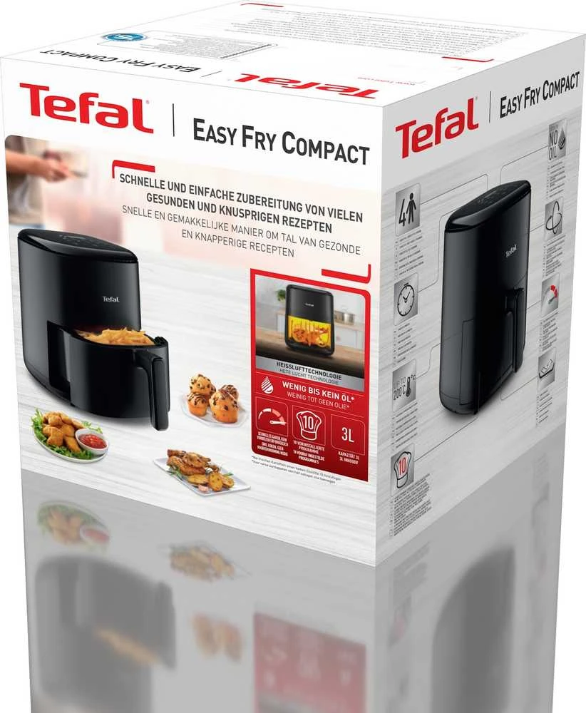 TEFAL | Kompaktiška gruzdintuvė „Easy Fry“ | EY145810 | Galia 1300 W | Talpa 3 l