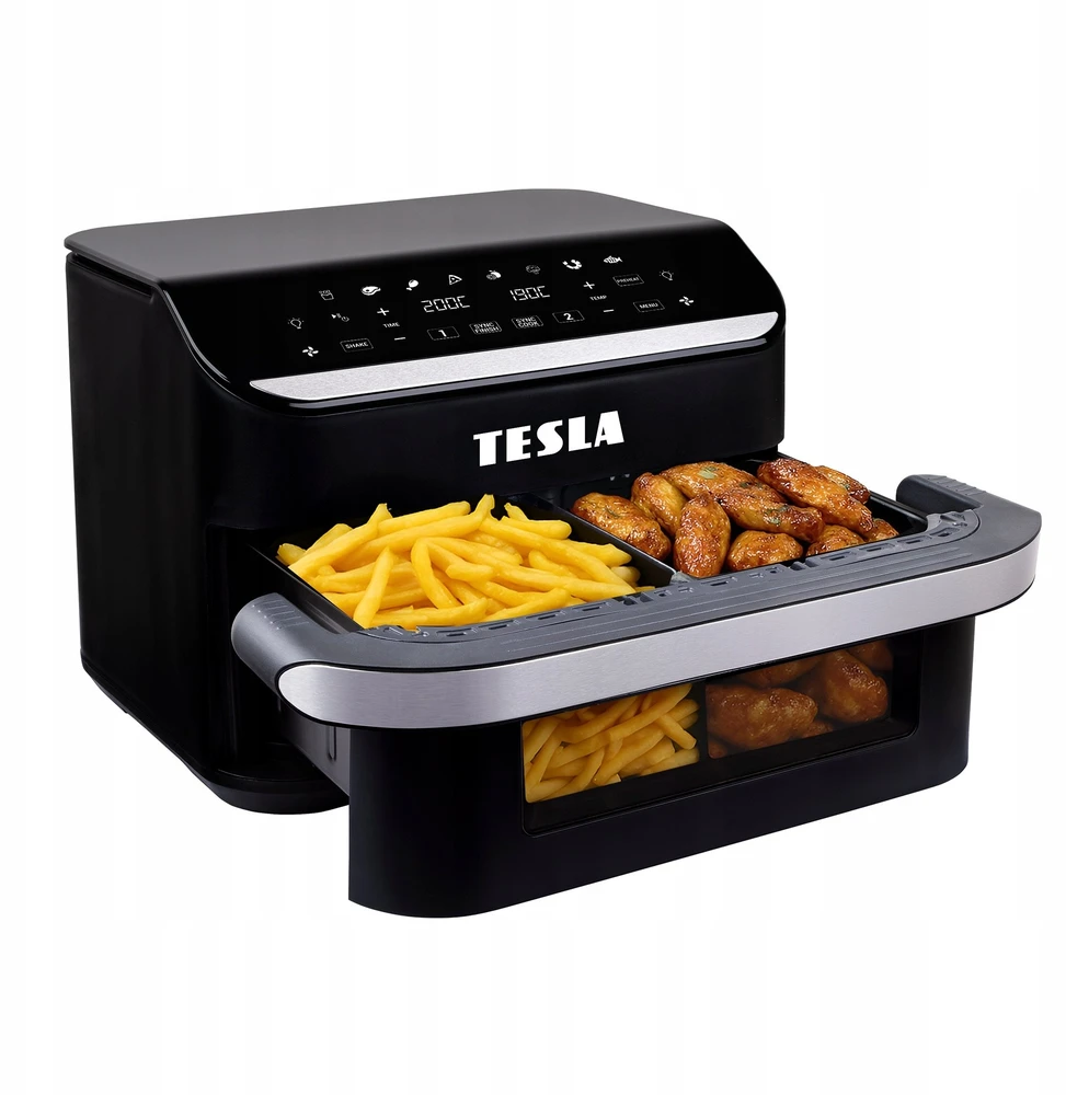 Gruzdintuvė neriebi Tesla AirCook FlexiZone Q570 XXL dviguba neriebi gruzdintuvė 10l
