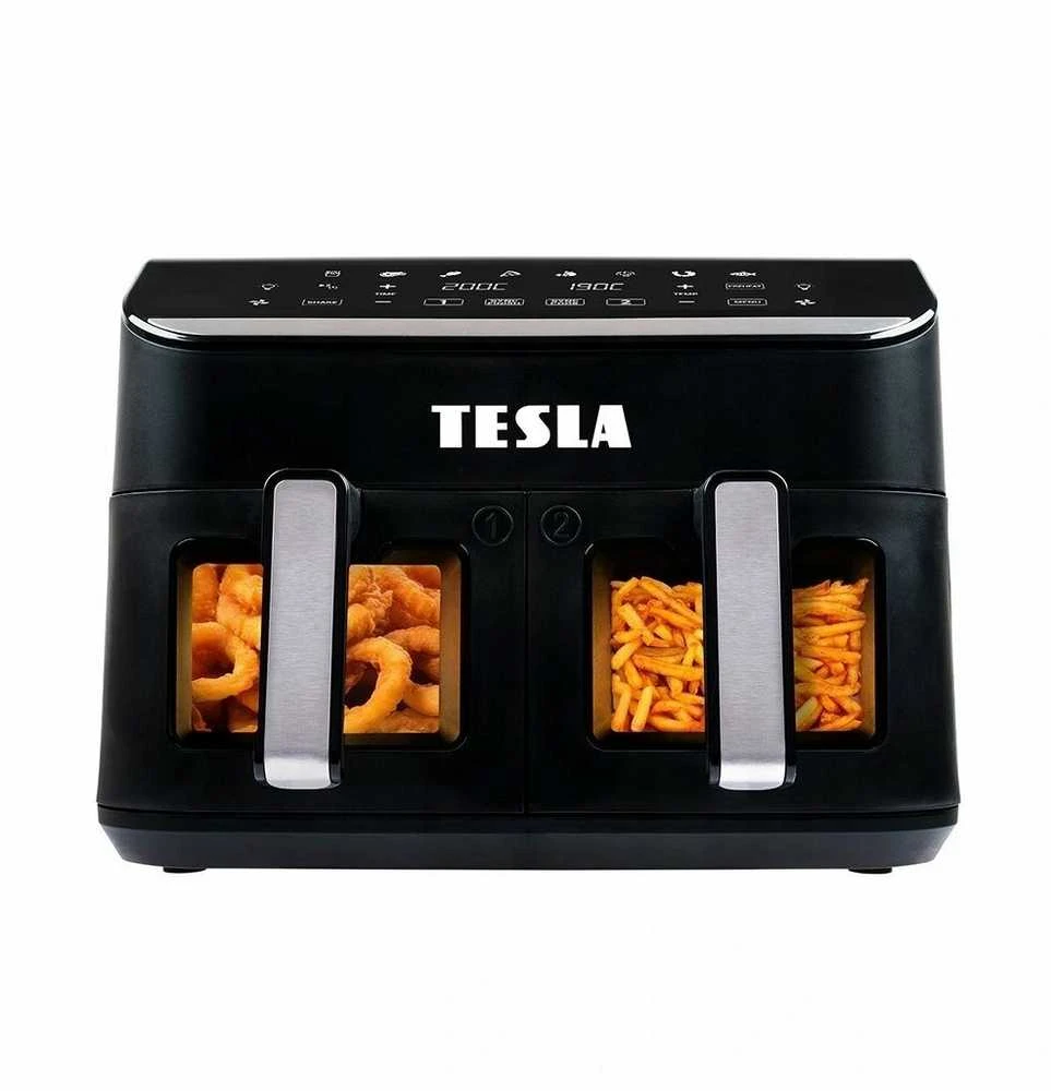 Gruzdintuvė neriebi Tesla AirCook DualZone Q460 XXL daugiafunkcinė dviejų kamerų oro gruzdintuvė 9l (AIRCKDZQ460XXLBLK)