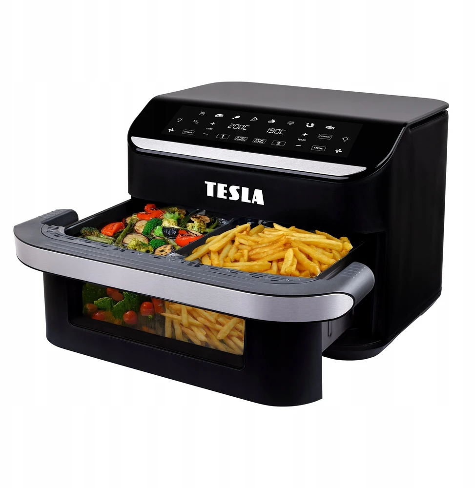 Gruzdintuvė neriebi Tesla AirCook FlexiZone Q570 XXL dviguba neriebi gruzdintuvė 10l
