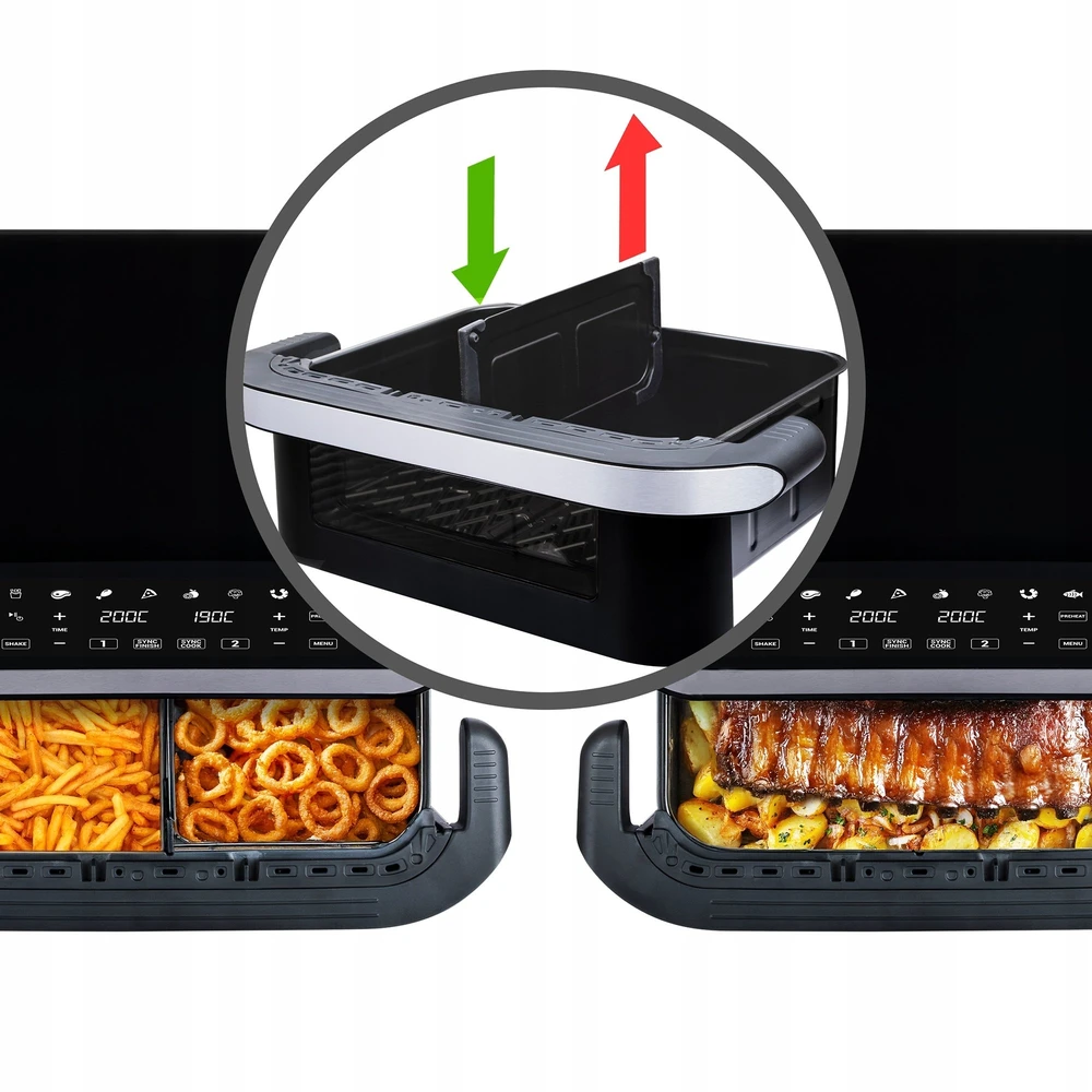Gruzdintuvė neriebi Tesla AirCook FlexiZone Q570 XXL dviguba neriebi gruzdintuvė 10l