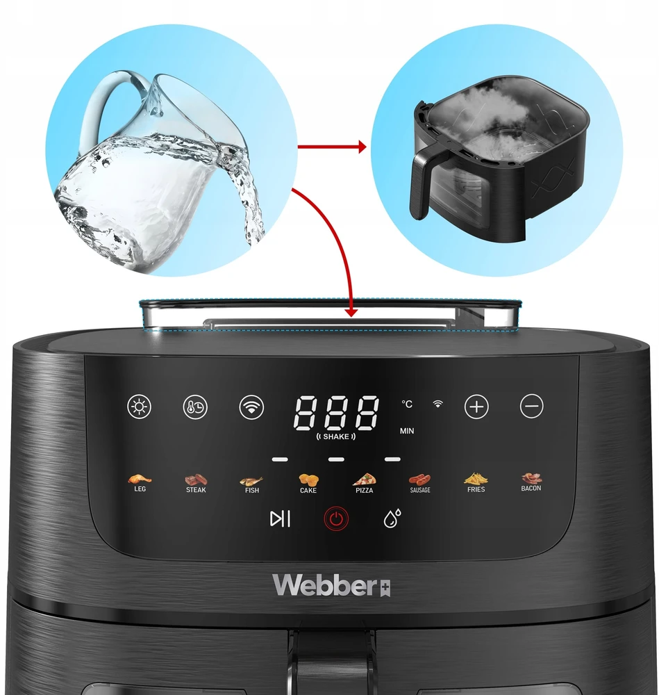 „Gruzdintuvė beztłuszczowa Webber AF800“ – tai elektrinis be aliejaus gruzdintuvas, puikiai tinkantis ruošti maistą sveikai.
