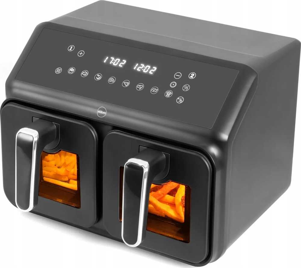 Eldom dviguba neriebi gruzdintuvė, 2200 W, talpa 8 l, LED ekranas