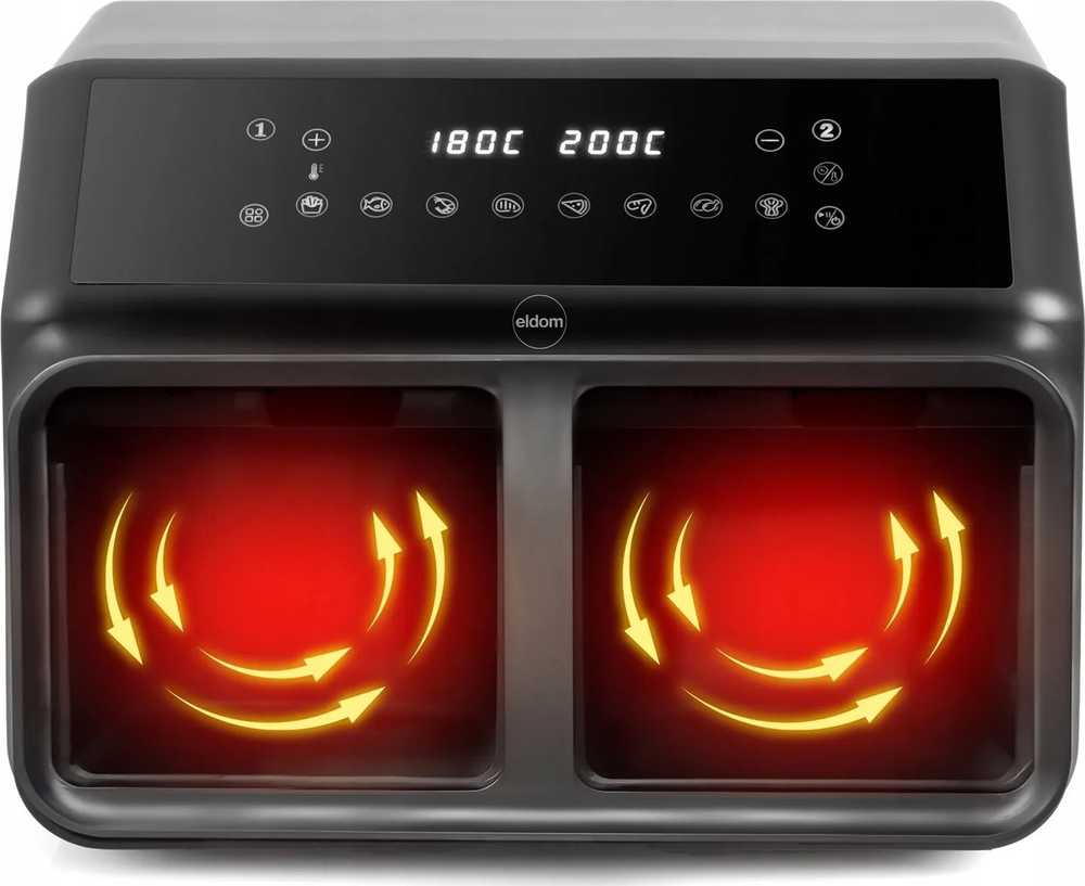 Eldom dviguba neriebi gruzdintuvė, 2200 W, talpa 8 l, LED ekranas