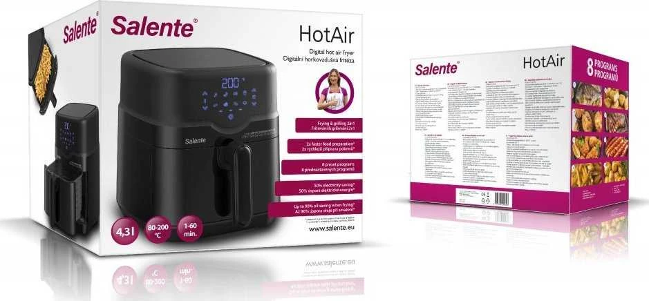 Gruzdintuvė Evolveo Salente HotAir, karšto oro gruzdintuvė 2in1, 4,3 l, juoda