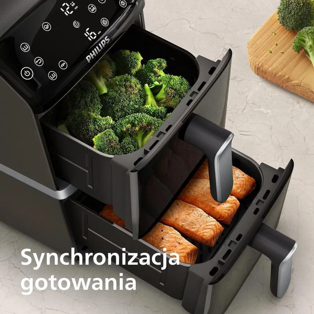 Gruzdintuvė Philips Ovi Stacked Dual Basket 4000 NA461/00 juodai-sidabrinis