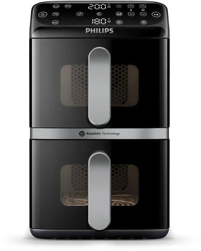 Gruzdintuvė Philips Ovi Stacked Dual Basket 4000 NA461/00 juodai-sidabrinis