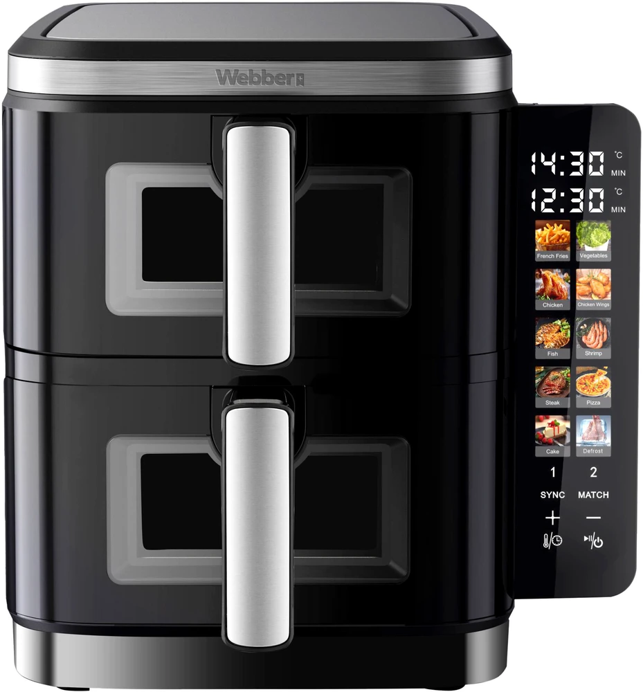 Nezatříděno Gruzdintuvė beztłuszczowa Webber Gruzdintuvė PODWÓJNA PIONOWA BEZTŁUSZCZOWA AIR FRYER 2800W 11L XXL WEBBER