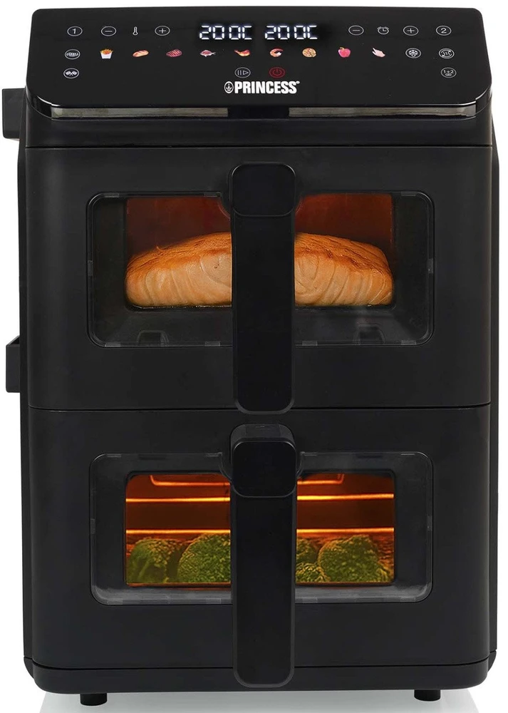 Gruzdintuvė Princess dvigubo kamino oro keptuvė | 182490 | Galia 3000 W | Talpa 11,2 l | Juodas