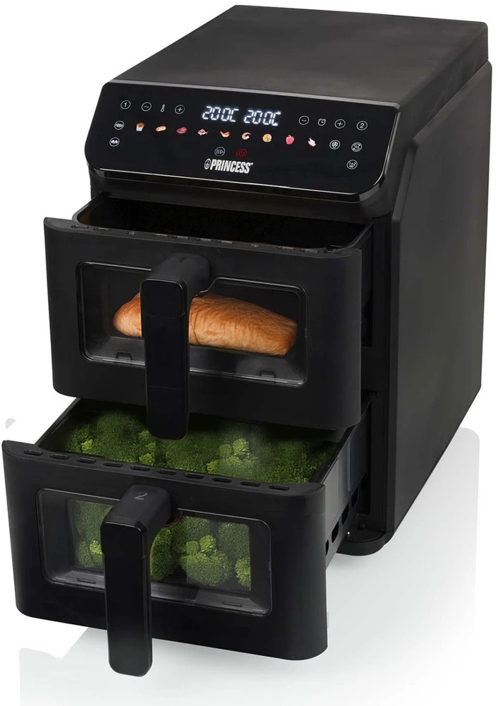 Gruzdintuvė Princess dvigubo kamino oro keptuvė | 182490 | Galia 3000 W | Talpa 11,2 l | Juodas