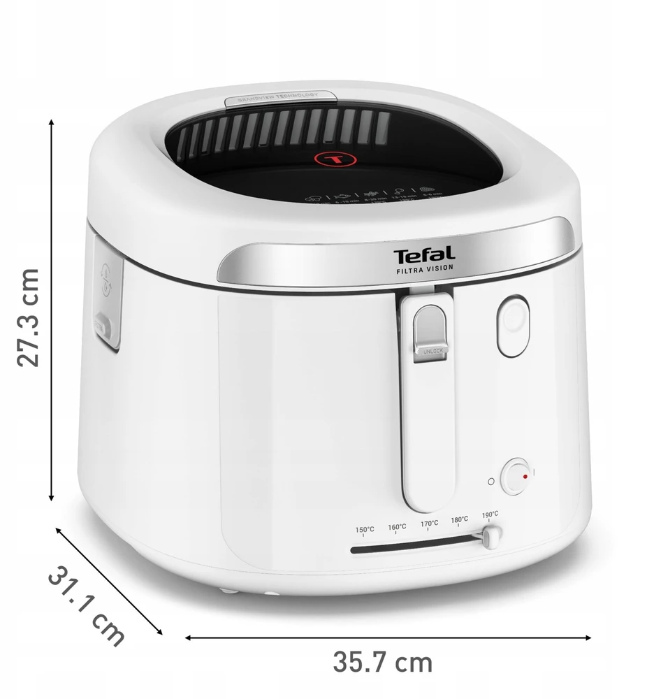 Gruzdintuvė Tefal Filtra Vision FF2541E0 fryer Single 2.1 L Stand-alone 1900 W Deep fryer Baltas