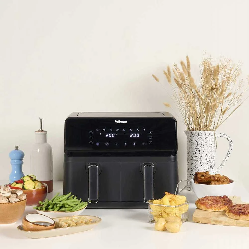 Tristar dviejų krepšelių oro gruzdintuvė | FR-9026 | Galia 2700 W | Talpa 8 l | Juodas