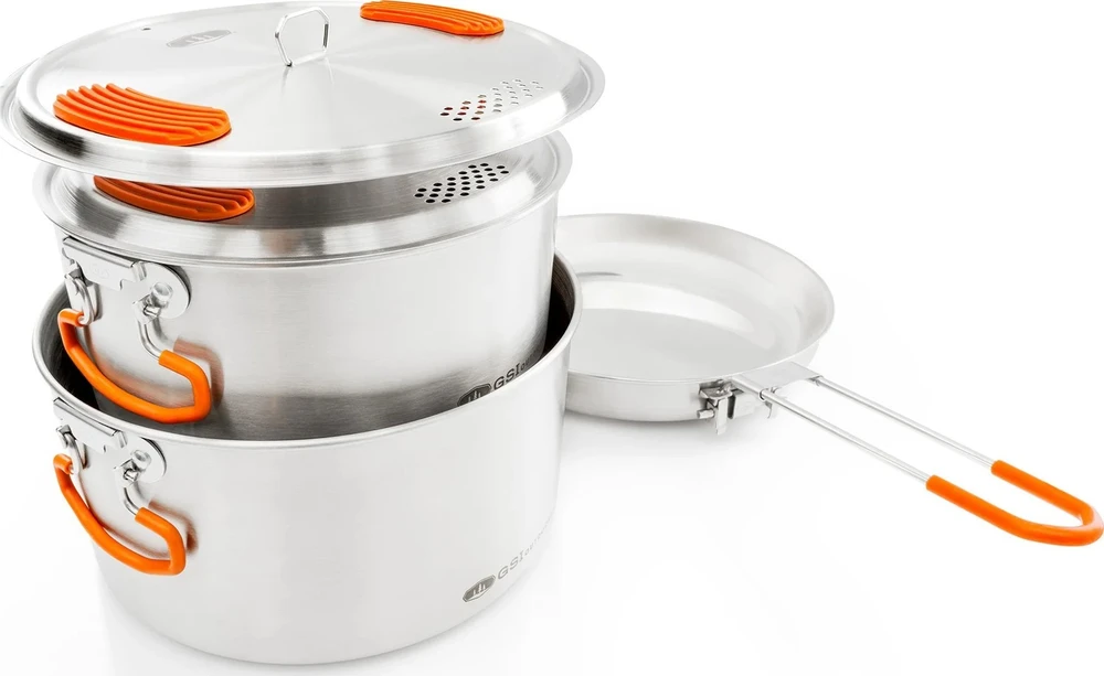 JAV GSI Glacier Stainless Base Camper Medium puodų rinkinys