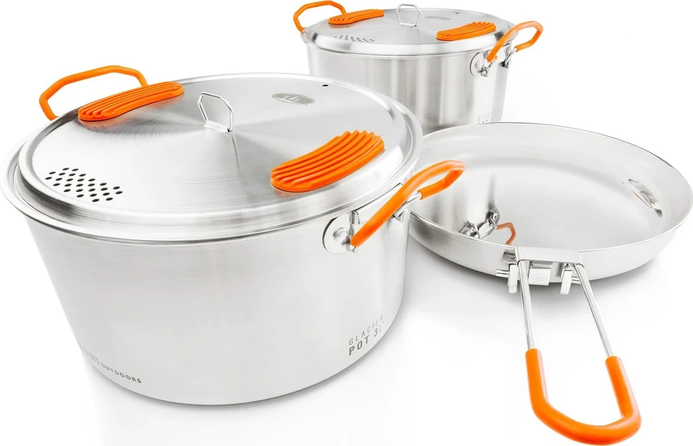 JAV GSI Glacier Stainless Base Camper Medium puodų rinkinys