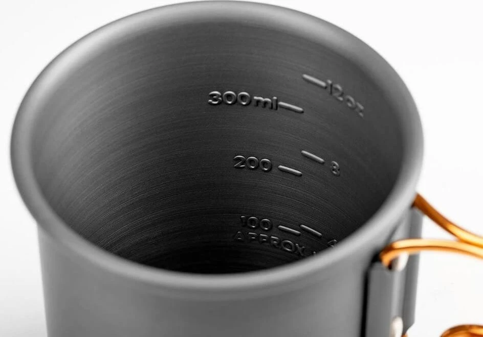 JAV GSI Outdoors Halulite Aluminum Bottle Cup 414 ml kietai anoduoto aliuminio puodelis