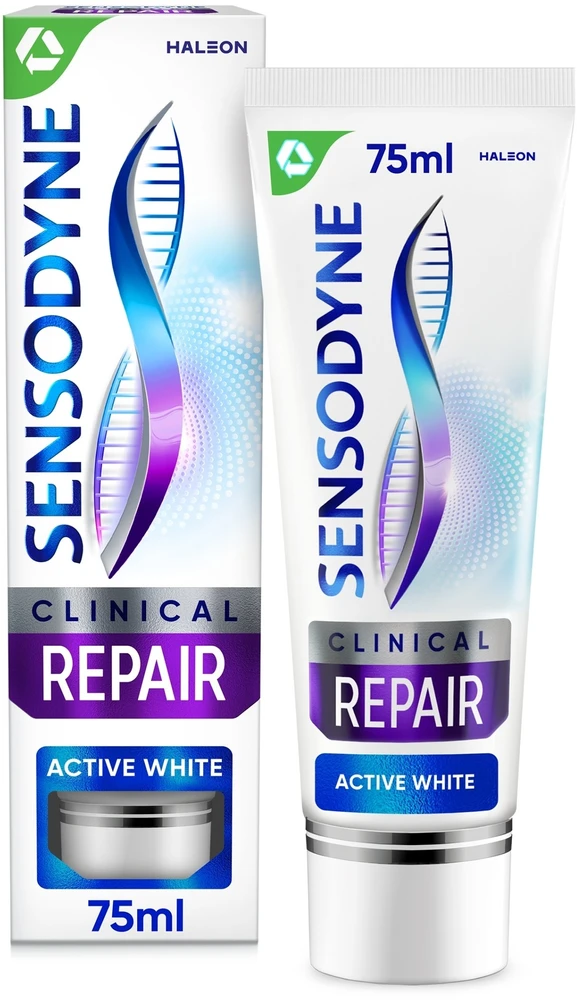 GSK Sensodyne Klinikinė dantų pasta „Active Baltas“ su fluoru, 75 ml