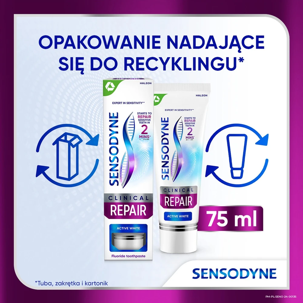 GSK Sensodyne Klinikinė dantų pasta „Active Baltas“ su fluoru, 75 ml