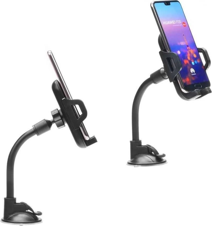 Automobilinis universalus telefono laikiklis Forcell (17cm) Long arm tvirtinamas ant prietaisų skydelio, juodas