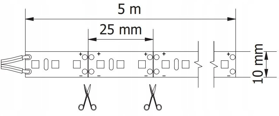 GTV Blykstės 2835, 600 LED šiltai baltos spalvos, 60W, atsparios vandeniui 10 mm, ritinėlis 5