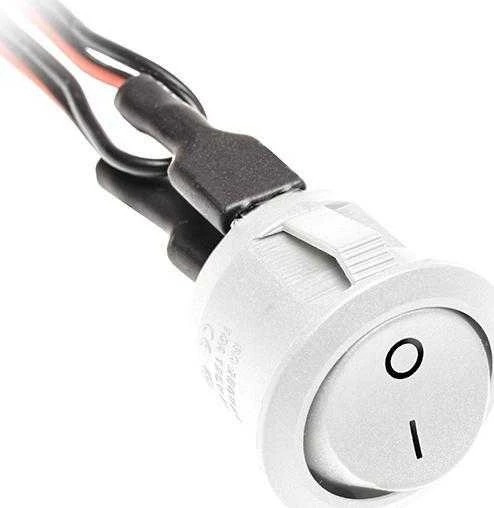 GTV Baltos spalvos 12V 3A jungiklis su 0,1 m ilgio laidais ir mini stiprintuvo jungtimis - vyr