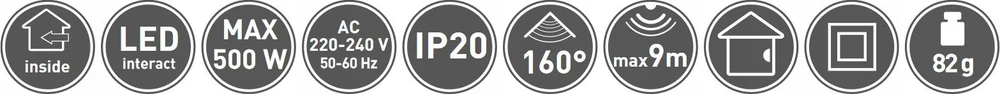GTV Judesio jutiklis CR-14, įleidžiamo montavimo, baltas, 160°