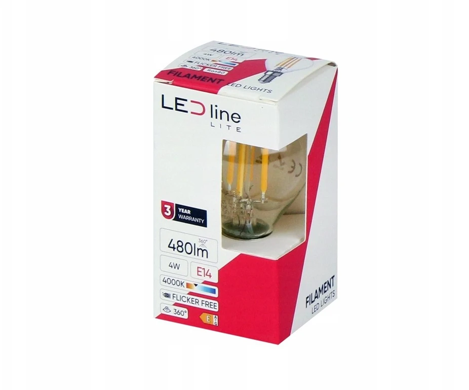 LED lemputė E14 G45 230V 4W 480lm, neutraliai balta 4000K, LED line LITE