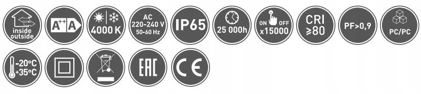 Lubinis šviestuvas 18W LED linijinis šviestuvas GTV XARO, baltas, 4000K, 60cm, IP65