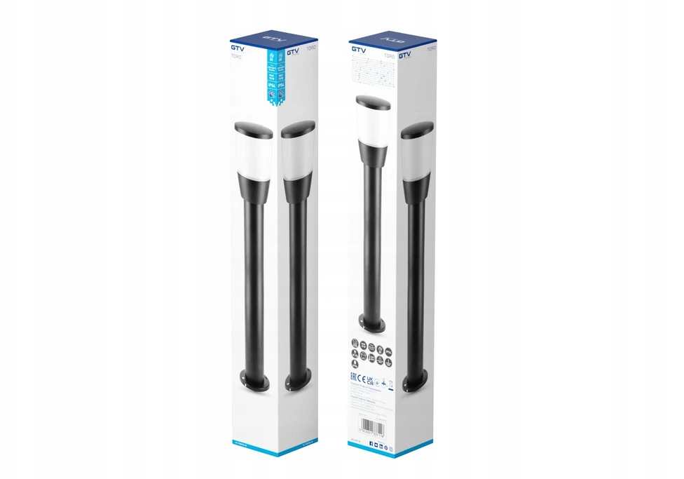 GTV Sodo šviestuvas TORO-P 80, E27, MAX.15W, IP54, AC220-240V, 50-60Hz, stulpas, juodas
