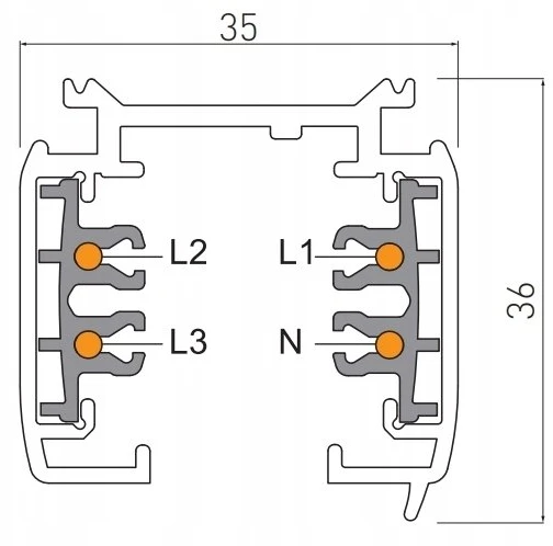 GTV "X-RAIL 3FZ" trifazė šynos juosta, 2 m, AC220-240 V, 16 A, juoda