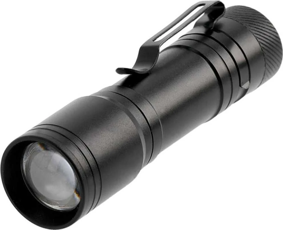 GTV LED žibintuvėlis su 1xAA baterija, 3W, 200lm, 6400K, 250m, IP44, juodas