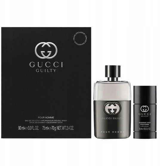 Rinkinys „Gucci“: „Guilty“ vyriškas tualetinis vanduo, 90 ml + „Guilty“ vyriškas dezodorantas-stiklinis pieštukas, 75 g