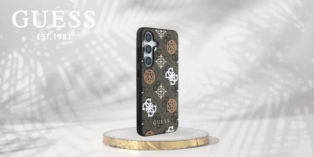 Guess 4G Printed Colored Peony Pattern MagSafe - dėklas skirtas Samsung Galaxy S25 ruda
