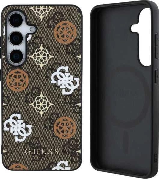 Guess 4G Printed Colored Peony Pattern MagSafe - dėklas skirtas Samsung Galaxy S25 ruda