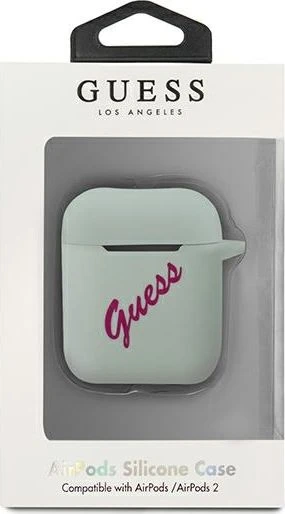 Guess GUACA2LSVSBF „AirPods“ dangtelis mėlynas fuksijos / mėlynas fuschia silikoninis vintage