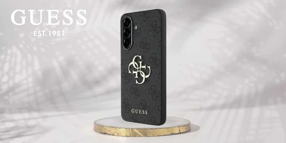 GUESS dėklas skirtas Samsung Galaxy A36 GUHCSA364GMGGR (4G PU Big Logo) juodos spalvos