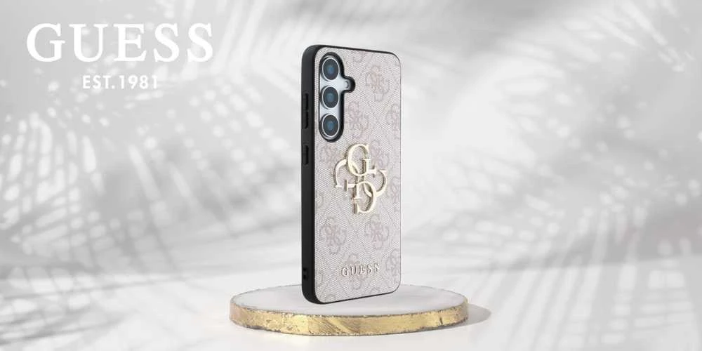 Guess Big 4G Logo Classic Logo Samsung Galaxy S25 Plus dėklas telefonui rožinės spalvos