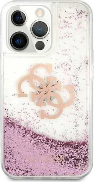 Guess GUHCP13XLG4GPI Apple iPhone 13 Pro Max 6,7″ rožinės spalvos kietas dėklas 4G Big Liquid Glitter