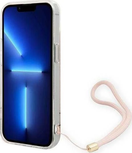 Dėklas Guess GUOHCP14MH4STP Apple iPhone 14 Plus / 15 Plus 6.7″ rožinės spalvos hardcase 4G Print Strap