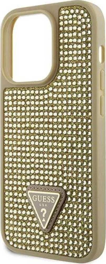 Guess GUHCP14LHDGTPD Apple iPhone 14 Pro 6.1″auksinis kietas dėklas Rhinestone Triangle