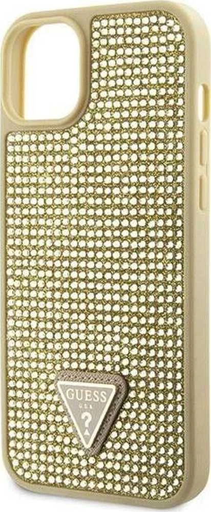 Guess GUHCP14MHDGTPD Apple iPhone 14 Plus/ 15 Plus 6.7″auksinis kietas dėklas Rhinestone Triangle