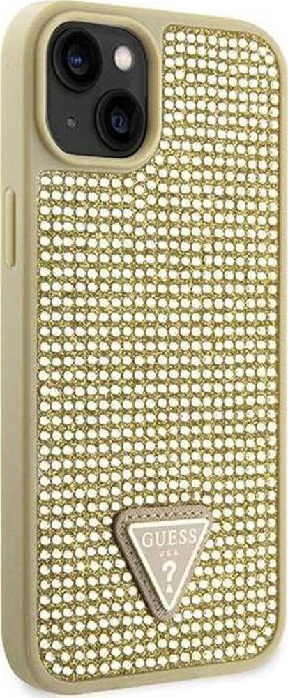 Guess GUHCP14MHDGTPD Apple iPhone 14 Plus/ 15 Plus 6.7″auksinis kietas dėklas Rhinestone Triangle