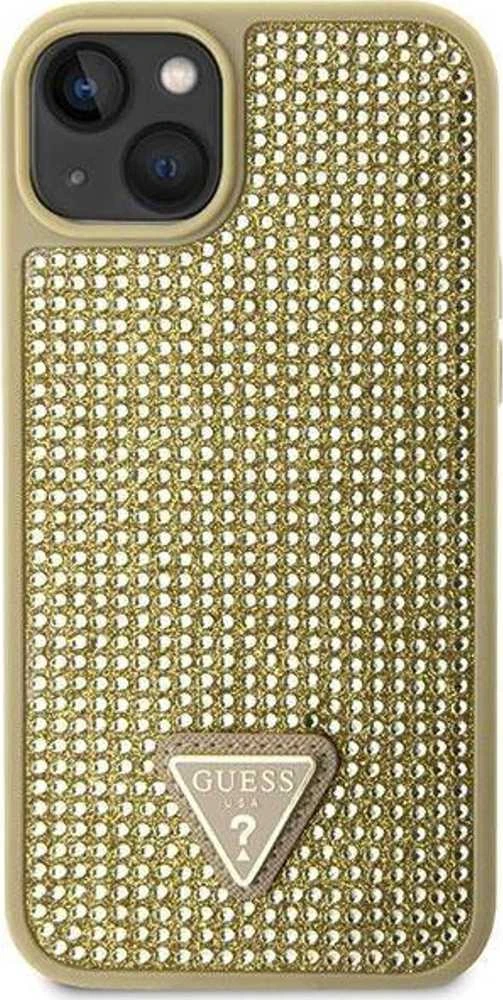 Guess GUHCP14MHDGTPD Apple iPhone 14 Plus/ 15 Plus 6.7″auksinis kietas dėklas Rhinestone Triangle