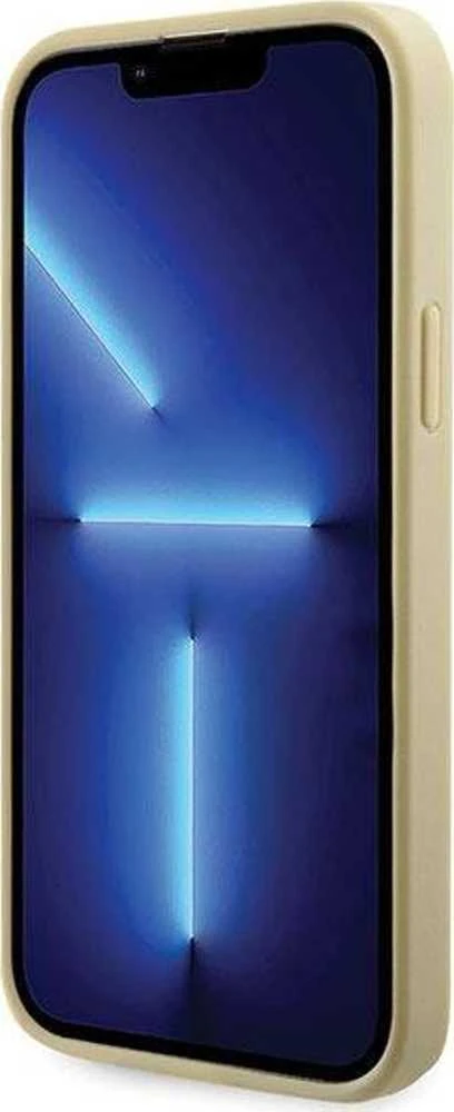 Guess GUHCP14SHDGTPD Apple iPhone 14 / 15 / 13 6.1″ auksinis kietas dėklas Rhinestone Triangle
