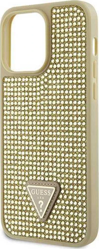 Guess telefono dėklas iPhone 14 Pro Max 6,7 GUHCP14XHDGTPD auksinis dėklas Rhinestone Triangle