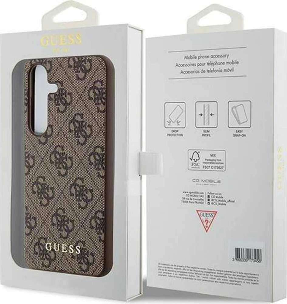 Samsung Galaxy S24 Guess dėklas 4G Metal Gold Logo (GUHCS24SG4GFBR) rudos spalvos