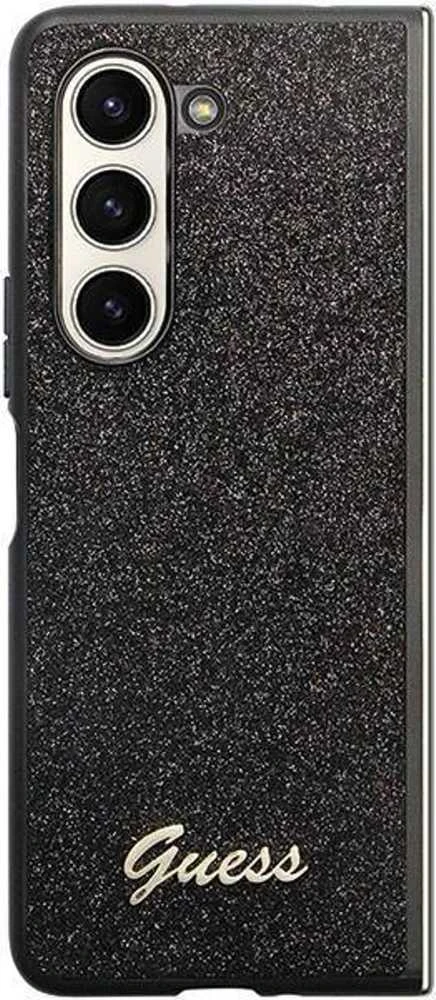 Guess GUHCZFD5HGGSHK F946 Z Fold5 juodos spalvos kietas dėklas Glitter Script