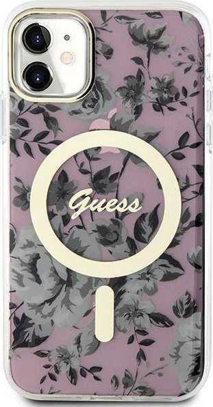 Dėklas GUESS GUHMN61HCFWSP IPHONE 11 / XR 6.1 "Rožinis / Rožinis HARDCASE FLOWER MAGSAFE